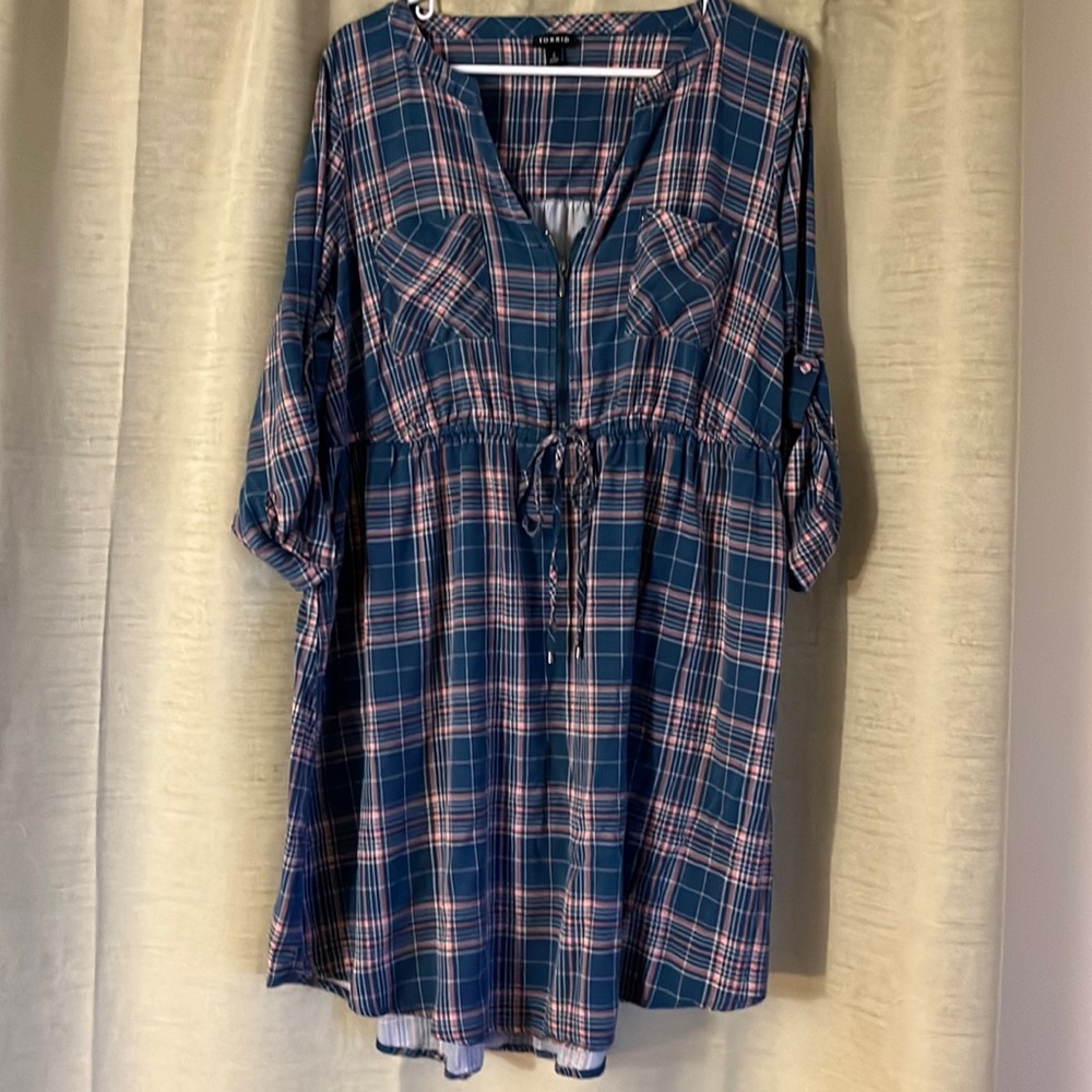 Plaid end of summer/fall dress